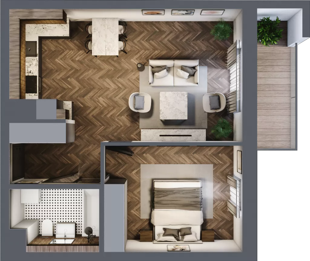 2 pokoje, mieszkanie 47,81 m², piętro 1, oferta nr 1-36, Fromborska, Elbląg, Nad Jarem, ul. Fromborska 2B