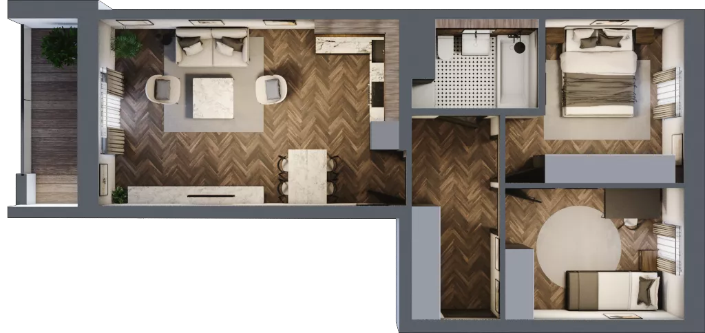 2 pokoje, mieszkanie 59,12 m², piętro 4, oferta nr 1-30, Fromborska, Elbląg, Nad Jarem, ul. Fromborska 2B