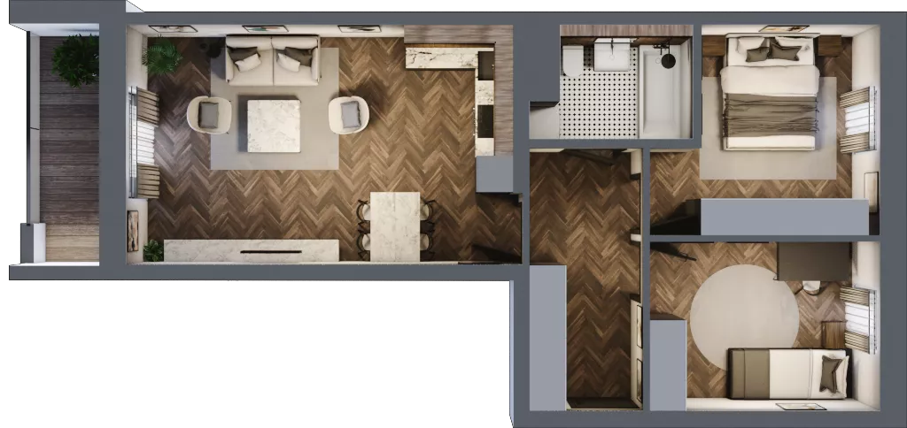 3 pokoje, mieszkanie 59,12 m², piętro 2, oferta nr 2-19, Fromborska, Elbląg, Nad Jarem, ul. Fromborska 2B