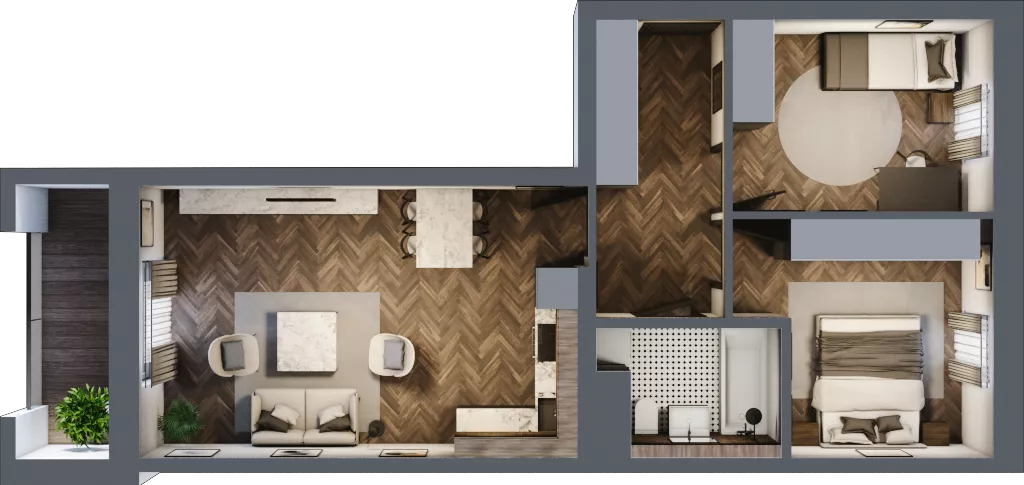 3 pokoje, mieszkanie 59,12 m², piętro 3, oferta nr 2-7, Fromborska, Elbląg, Nad Jarem, ul. Fromborska 2B