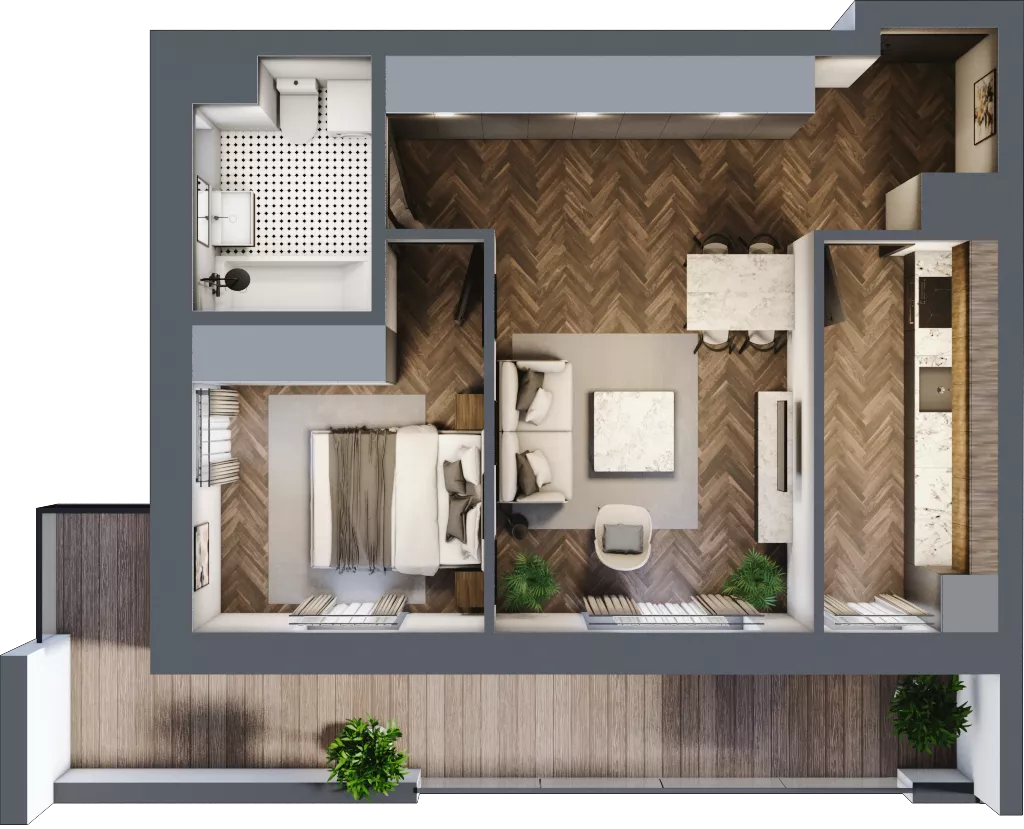 2 pokoje, mieszkanie 48,44 m², piętro 1, oferta nr 2-77, Fromborska, Elbląg, Nad Jarem, ul. Fromborska 2B