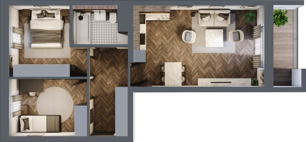 3 pokoje, mieszkanie 59,12 m², piętro 3, oferta nr 2-52, Fromborska, Elbląg, Nad Jarem, ul. Fromborska 2B