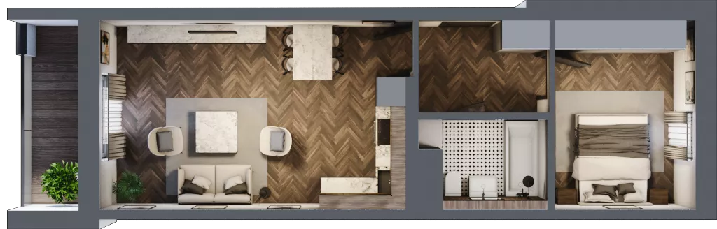 2 pokoje, mieszkanie 46,05 m², parter, oferta nr 2-1, Fromborska, Elbląg, Nad Jarem, ul. Fromborska 2B