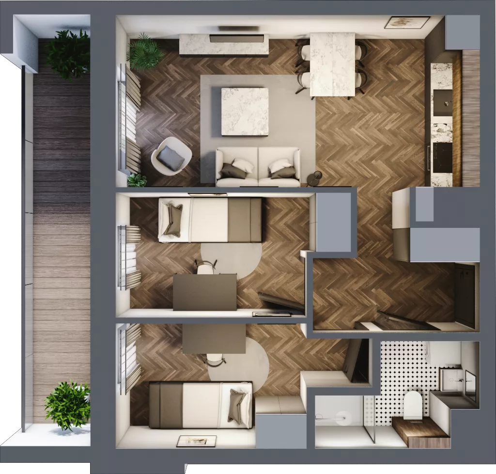 3 pokoje, mieszkanie 44,66 m², piętro 3, oferta nr 2-21, Fromborska, Elbląg, Nad Jarem, ul. Fromborska 2B