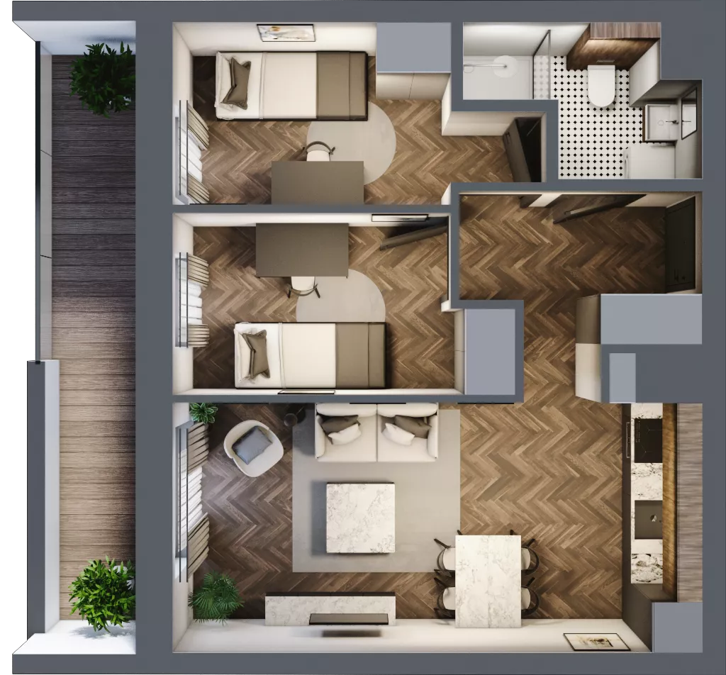 3 pokoje, mieszkanie 44,66 m², parter, oferta nr 3-2, Fromborska, Elbląg, Nad Jarem, ul. Fromborska 2B