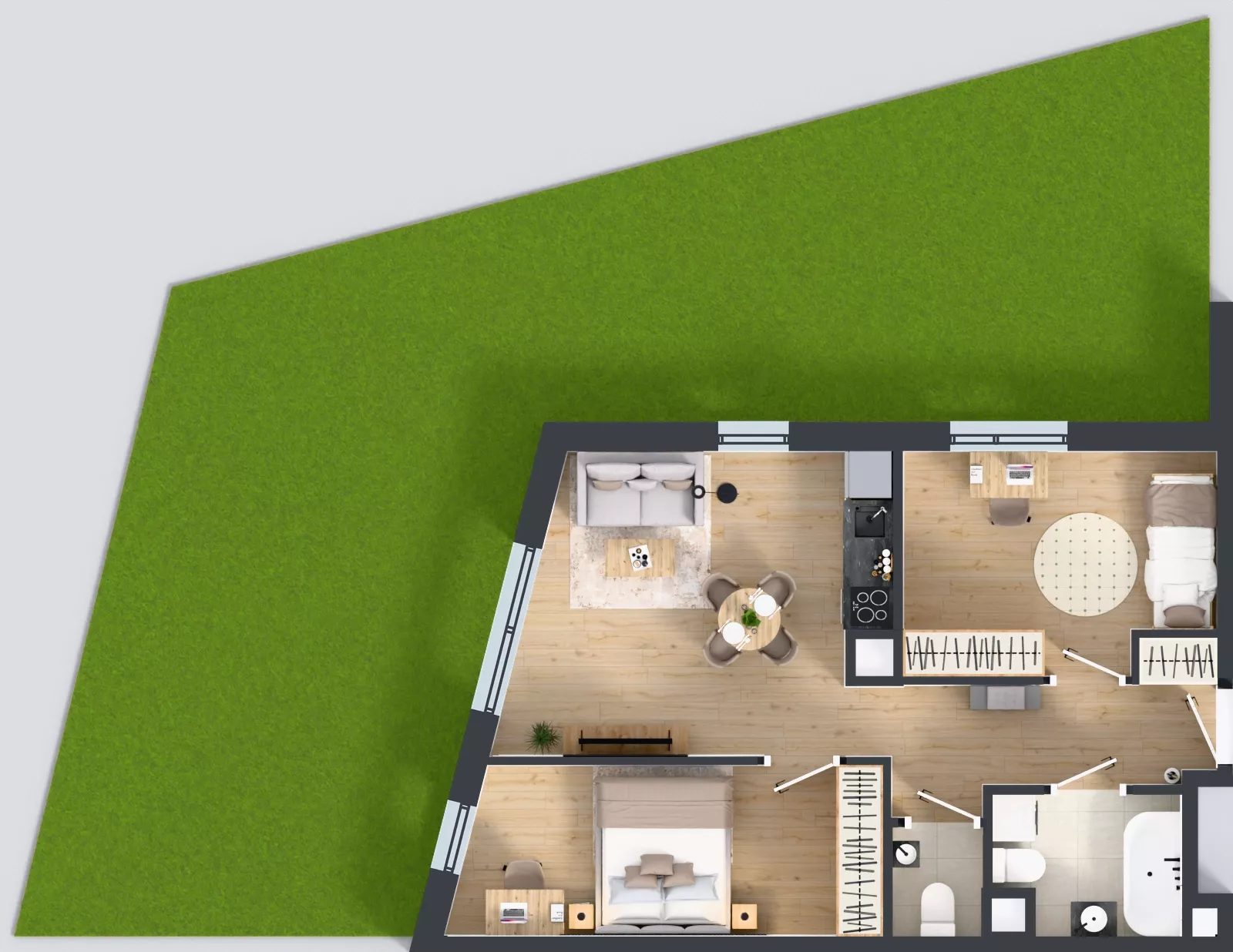 3 pokoje, mieszkanie 51,91 m², parter, oferta nr K1.01, Korkowa 146, Warszawa, Wawer, ul. Korkowa 146