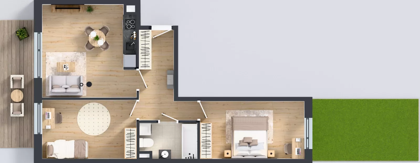 3 pokoje, mieszkanie 59,06 m², parter, oferta nr K2.01, Korkowa 146, Warszawa, Wawer, ul. Korkowa 146
