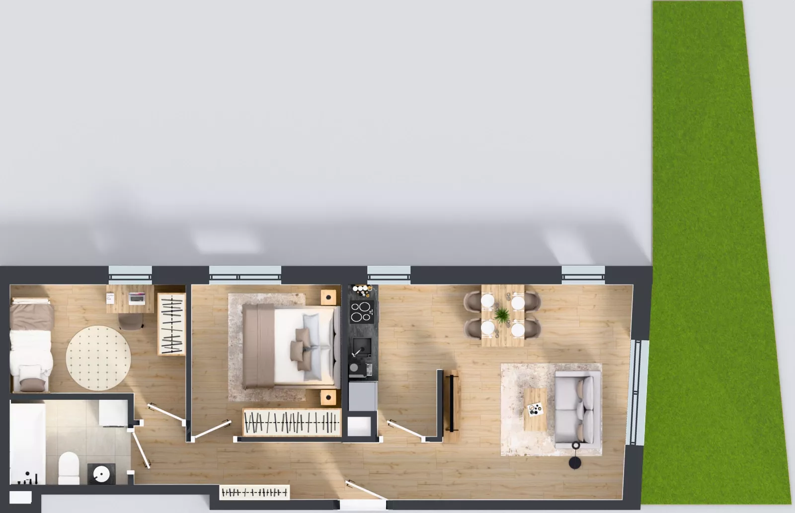 3 pokoje, mieszkanie 53,58 m², parter, oferta nr K3.04, Korkowa 146, Warszawa, Wawer, ul. Korkowa 146
