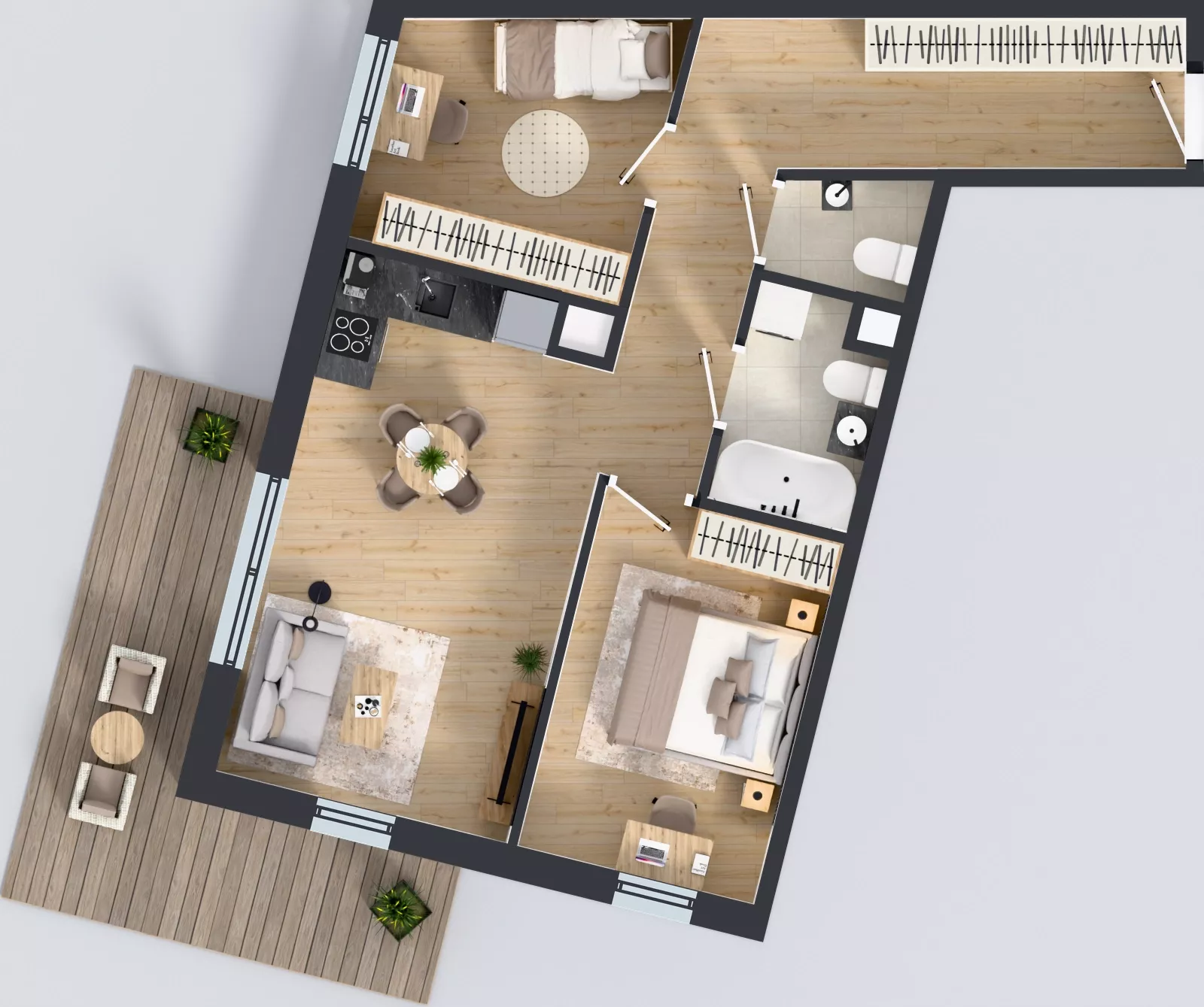 3 pokoje, mieszkanie 59,17 m², piętro 1, oferta nr K1.07, Korkowa 146, Warszawa, Wawer, ul. Korkowa 146