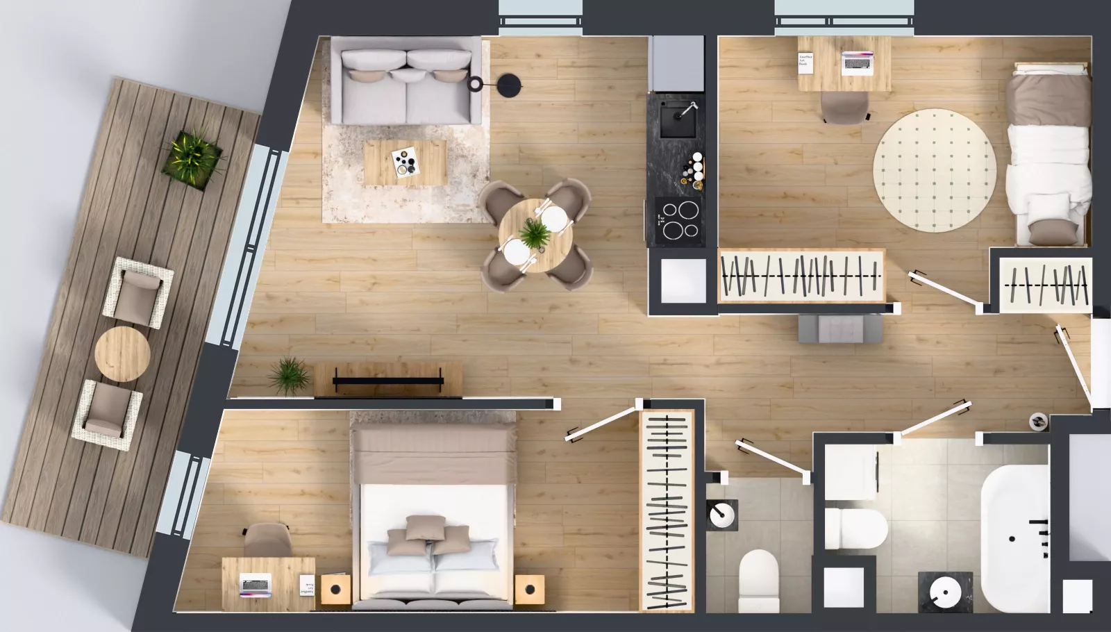 3 pokoje, mieszkanie 51,86 m², piętro 2, oferta nr K1.11, Korkowa 146, Warszawa, Wawer, ul. Korkowa 146