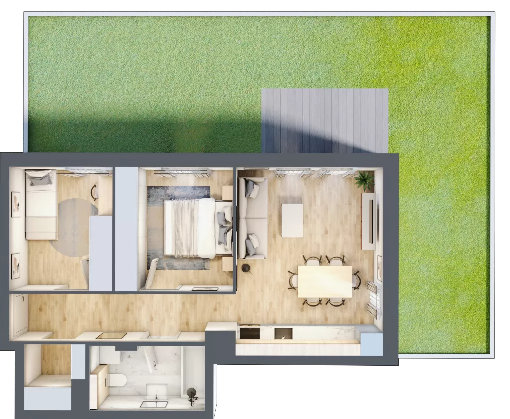 3 pokoje, mieszkanie 52,44 m², parter, oferta nr M3, Aleja Krakowska 201, Warszawa, Włochy, Raków, al. Krakowska 201