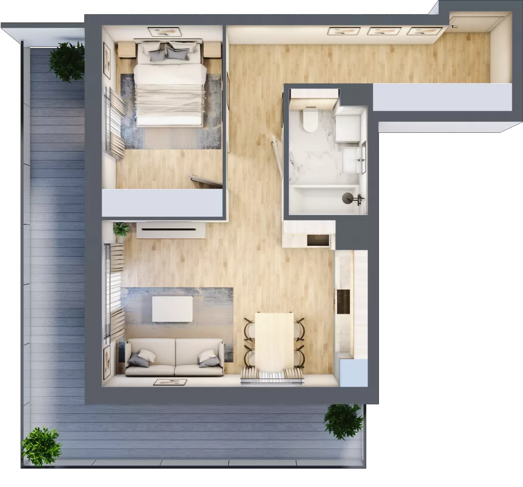 2 pokoje, mieszkanie 48,57 m², piętro 2, oferta nr M17, Aleja Krakowska 201, Warszawa, Włochy, Raków, al. Krakowska 201