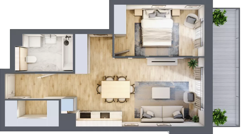 2 pokoje, mieszkanie 47,92 m², piętro 4, oferta nr M29, Aleja Krakowska 201, Warszawa, Włochy, Raków, al. Krakowska 201