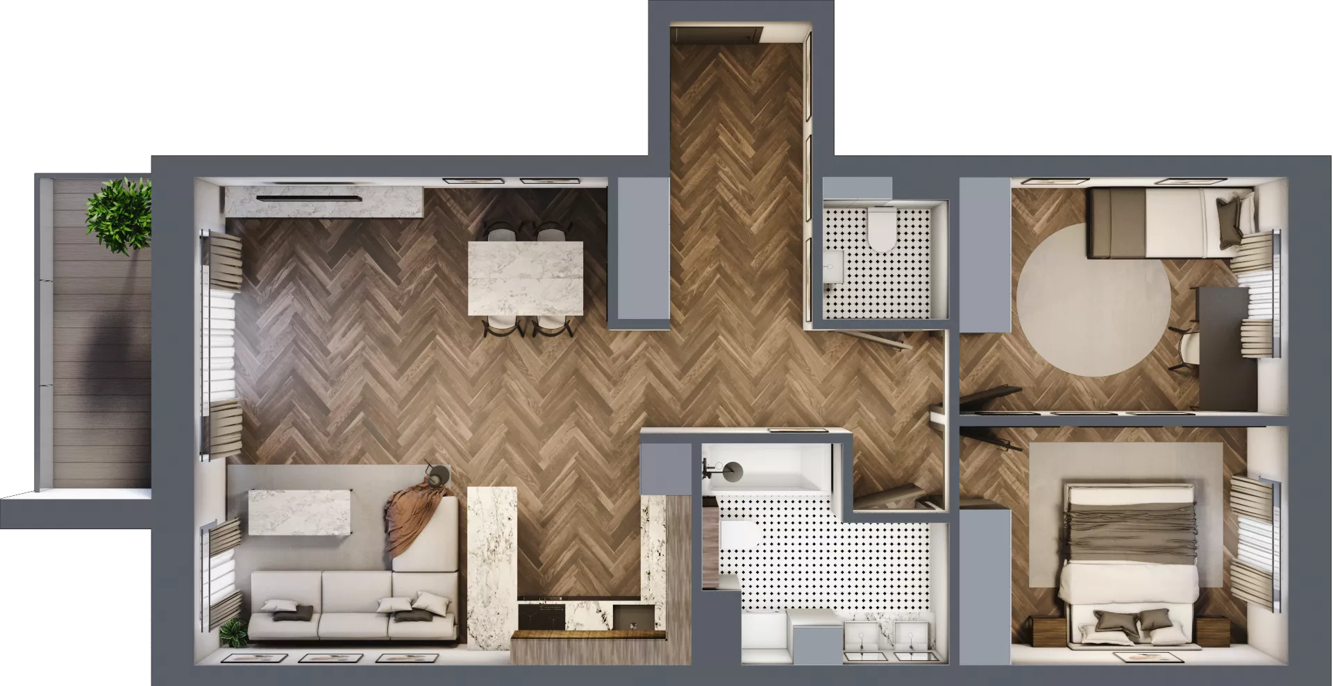 3 pokoje, mieszkanie 69,97 m², piętro 1, oferta nr 2_5, Zielony Horyzont Apartamenty, Łódź, Widzew, Stoki, ul. Jędrowizna