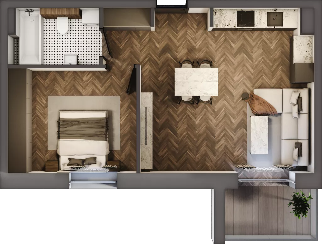 2 pokoje, mieszkanie 45,20 m², piętro 2, oferta nr 2_10, Zielony Horyzont Apartamenty, Łódź, Widzew, Stoki, ul. Jędrowizna