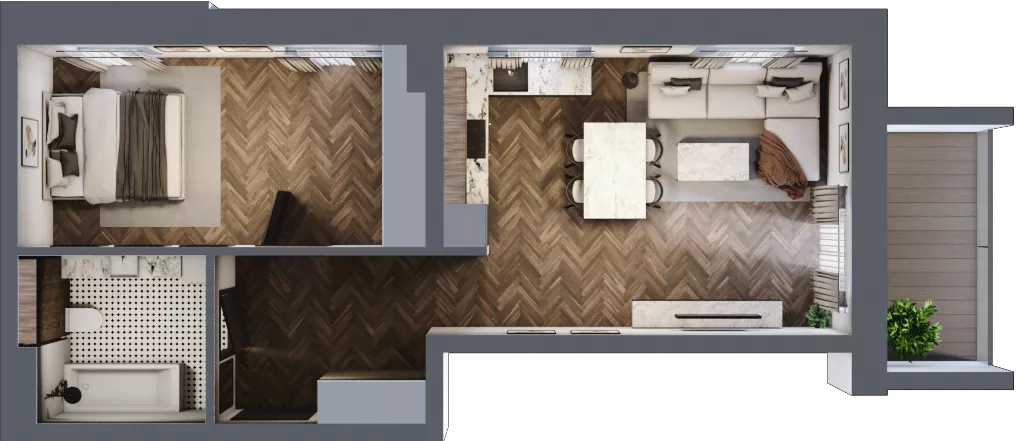 2 pokoje, mieszkanie 50,28 m², piętro 1, oferta nr 2_18, Zielony Horyzont Apartamenty, Łódź, Widzew, Stoki, ul. Jędrowizna
