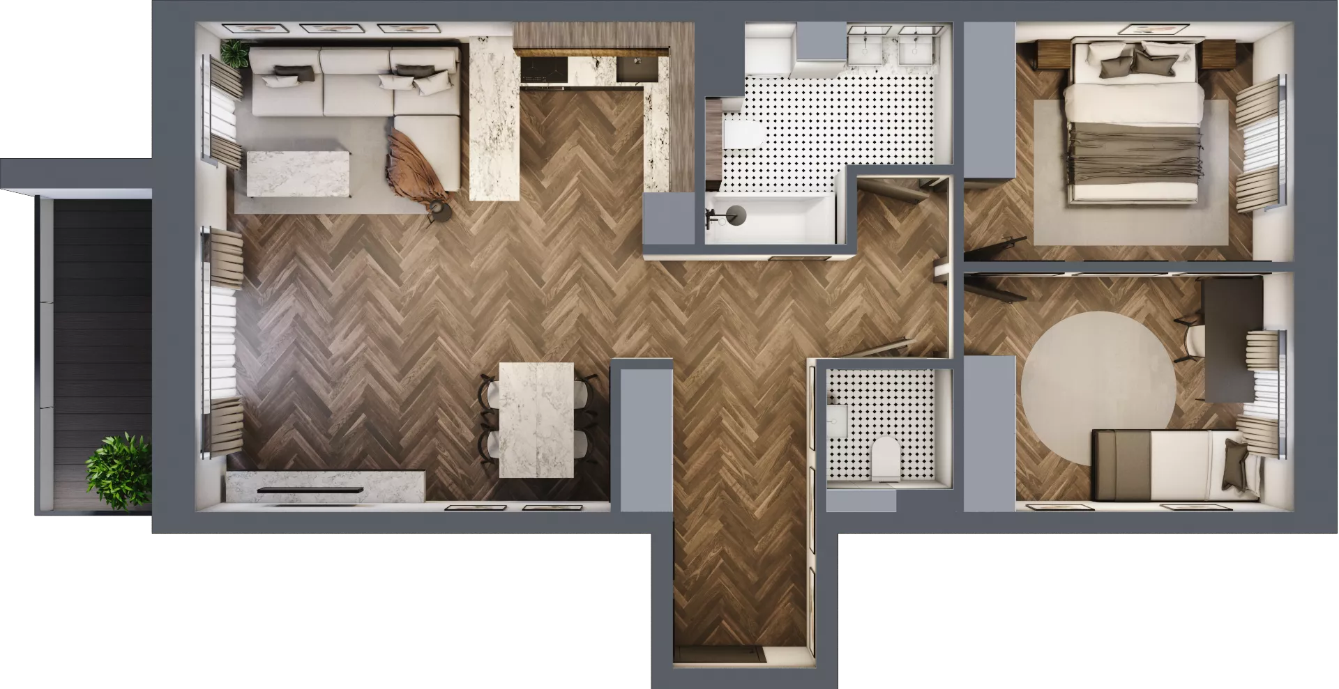 3 pokoje, mieszkanie 69,97 m², piętro 1, oferta nr 2_22, Zielony Horyzont Apartamenty, Łódź, Widzew, Stoki, ul. Jędrowizna