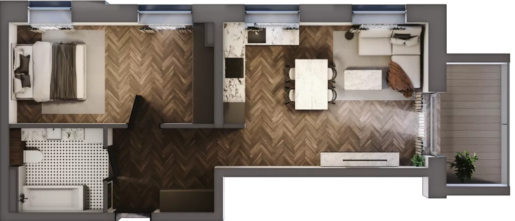 2 pokoje, mieszkanie 46,29 m², piętro 2, oferta nr 2_23A, Zielony Horyzont Apartamenty, Łódź, Widzew, Stoki, ul. Jędrowizna