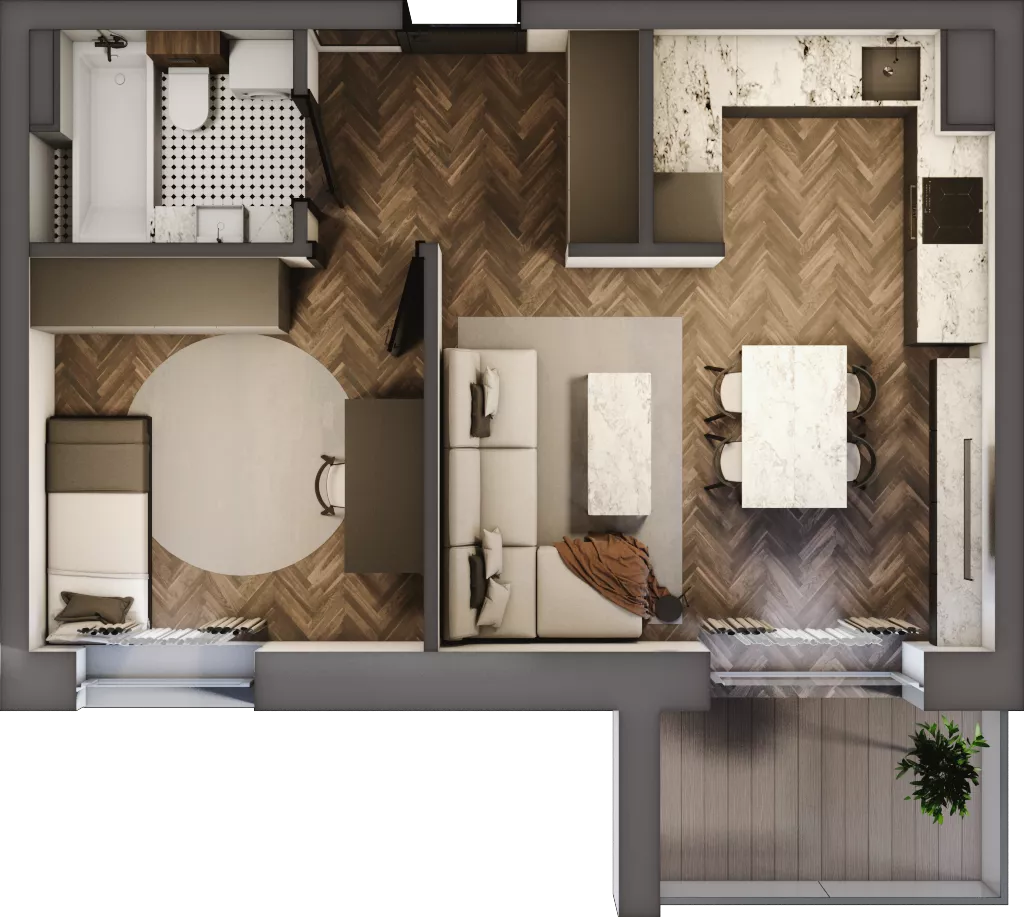 2 pokoje, mieszkanie 37,66 m², piętro 2, oferta nr 2_25, Zielony Horyzont Apartamenty, Łódź, Widzew, Stoki, ul. Jędrowizna