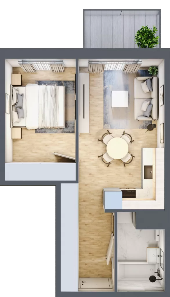 2 pokoje, mieszkanie 35,20 m², piętro 6, oferta nr B2.A605, Osiedle ArtPark, Łódź, Polesie, ul. Wołowa 4a
