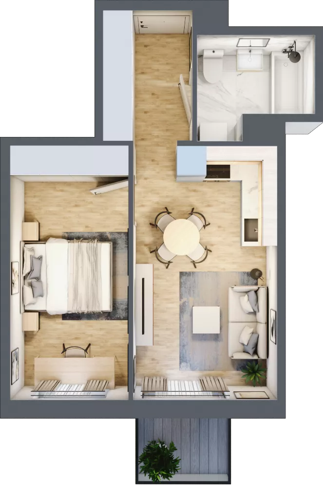 2 pokoje, mieszkanie 37,65 m², piętro 5, oferta nr B2.A502, Osiedle ArtPark, Łódź, Polesie, ul. Wołowa 4a
