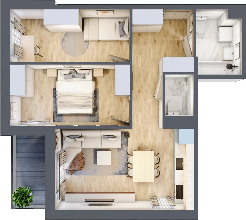 3 pokoje, mieszkanie 55,04 m², piętro 8, oferta nr B2.A803, Osiedle ArtPark, Łódź, Polesie, ul. Wołowa 4a