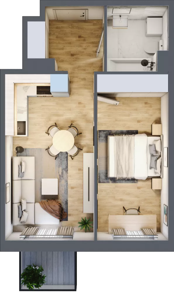 2 pokoje, mieszkanie 40,89 m², piętro 6, oferta nr B2.A601, Osiedle ArtPark, Łódź, Polesie, ul. Wołowa 4a