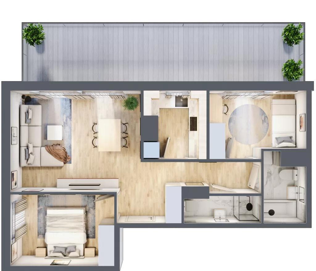 3 pokoje, mieszkanie 58,99 m², piętro 8, oferta nr B2.A804, Osiedle ArtPark, Łódź, Polesie, ul. Wołowa 4a