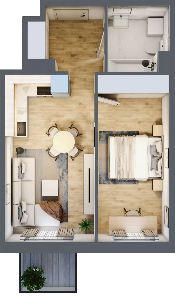 2 pokoje, mieszkanie 40,89 m², piętro 4, oferta nr B2.A401, Osiedle ArtPark, Łódź, Polesie, ul. Wołowa 4a
