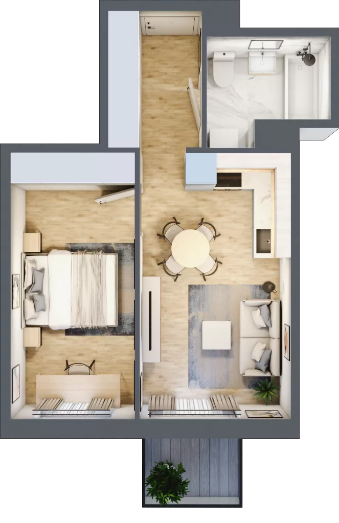 2 pokoje, mieszkanie 37,65 m², piętro 6, oferta nr B2.A602, Osiedle ArtPark, Łódź, Polesie, ul. Wołowa 4a