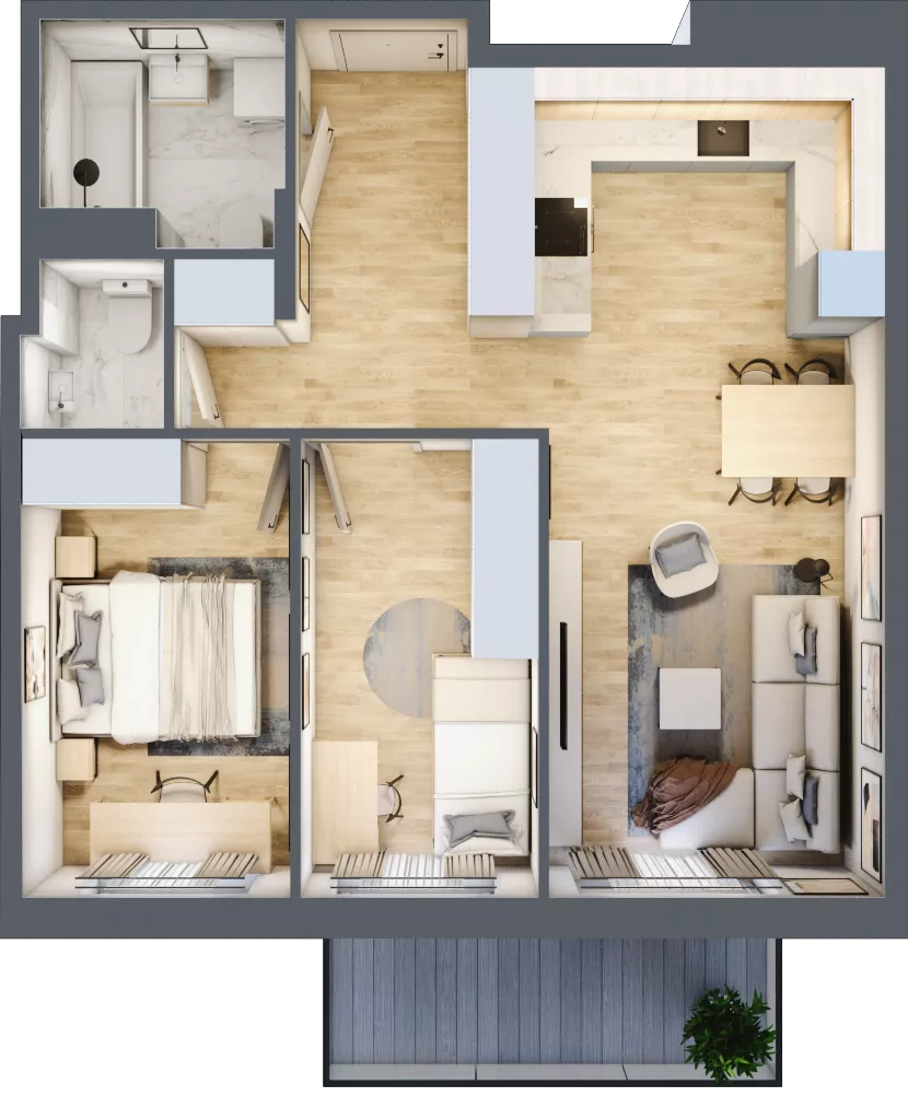 3 pokoje, mieszkanie 58,65 m², piętro 8, oferta nr B2.A809, Osiedle ArtPark, Łódź, Polesie, ul. Wołowa 4a