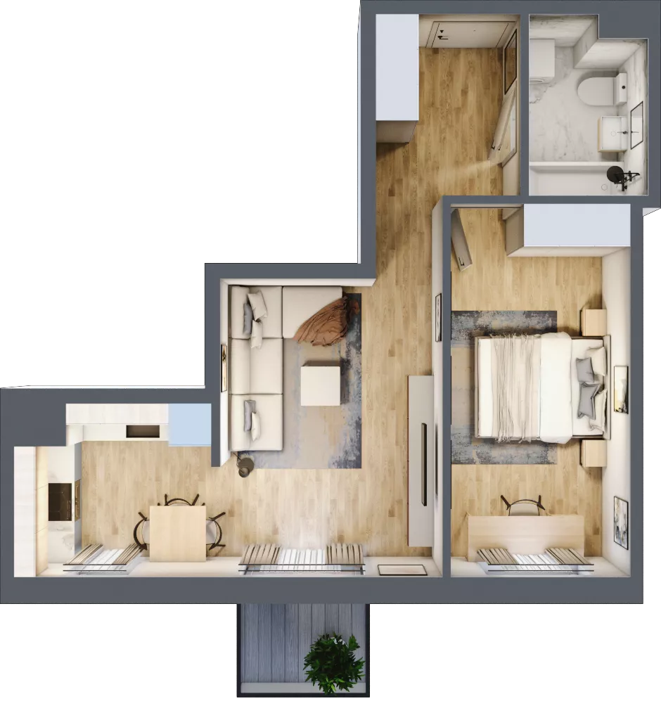 2 pokoje, mieszkanie 44,64 m², piętro 7, oferta nr B3.A708, Osiedle ArtPark, Łódź, Polesie, ul. Wołowa 4a