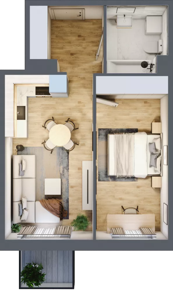 2 pokoje, mieszkanie 41,01 m², piętro 3, oferta nr B3.A301, Osiedle ArtPark, Łódź, Polesie, ul. Wołowa 4a