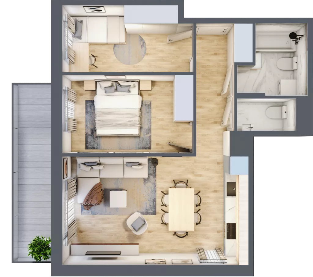 3 pokoje, mieszkanie 55,63 m², piętro 5, oferta nr B3.A503, Osiedle ArtPark, Łódź, Polesie, ul. Wołowa 4a