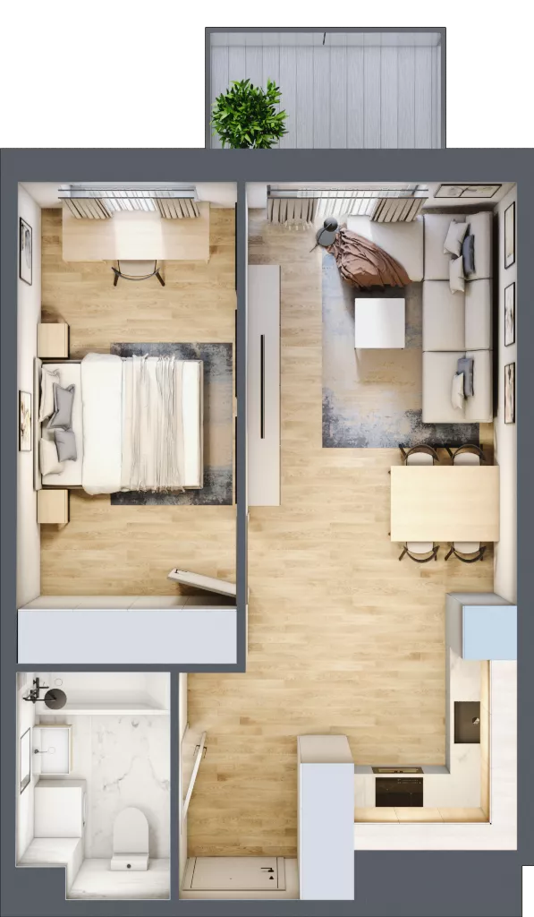 2 pokoje, mieszkanie 42,59 m², piętro 7, oferta nr B3.A706, Osiedle ArtPark, Łódź, Polesie, ul. Wołowa 4a