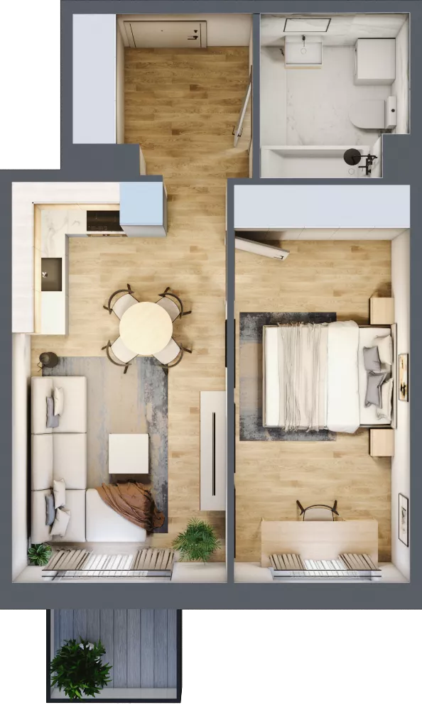 2 pokoje, mieszkanie 41,01 m², piętro 5, oferta nr B3.A501, Osiedle ArtPark, Łódź, Polesie, ul. Wołowa 4a