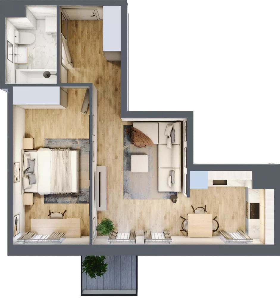 2 pokoje, mieszkanie 44,58 m², piętro 7, oferta nr B3.B701, Osiedle ArtPark, Łódź, Polesie, ul. Wołowa 4a