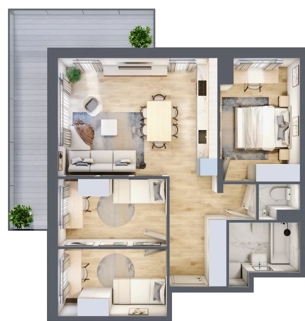 4 pokoje, mieszkanie 67,70 m², piętro 5, oferta nr B3.A504, Osiedle ArtPark, Łódź, Polesie, ul. Wołowa 4a