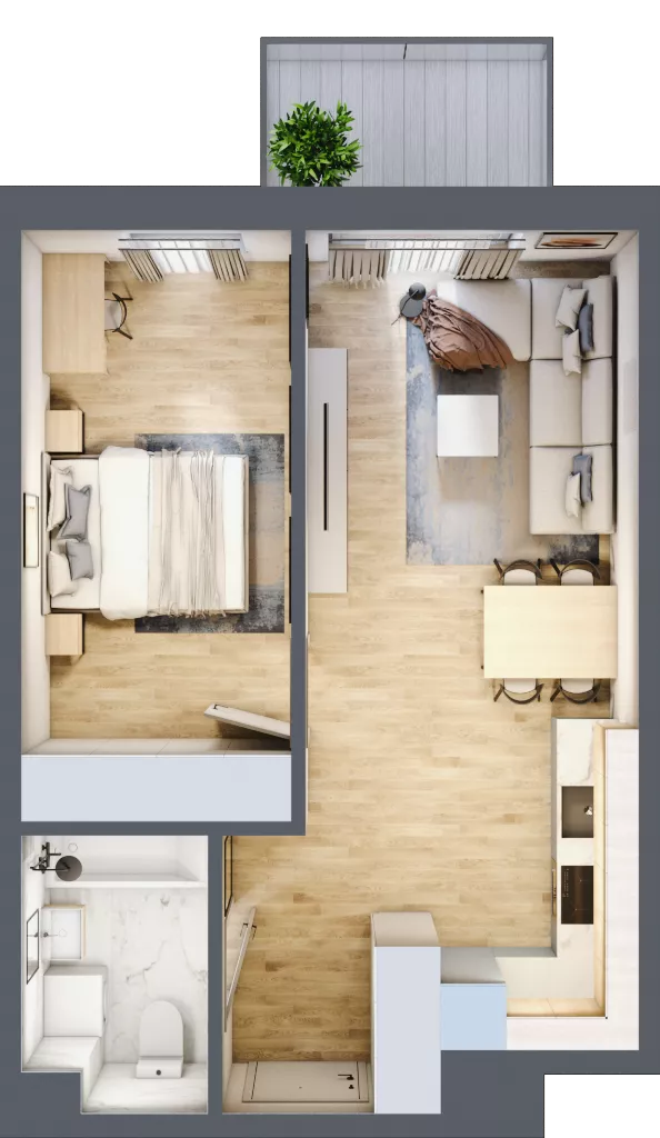 2 pokoje, mieszkanie 42,61 m², piętro 8, oferta nr B3.B803, Osiedle ArtPark, Łódź, Polesie, ul. Wołowa 4a