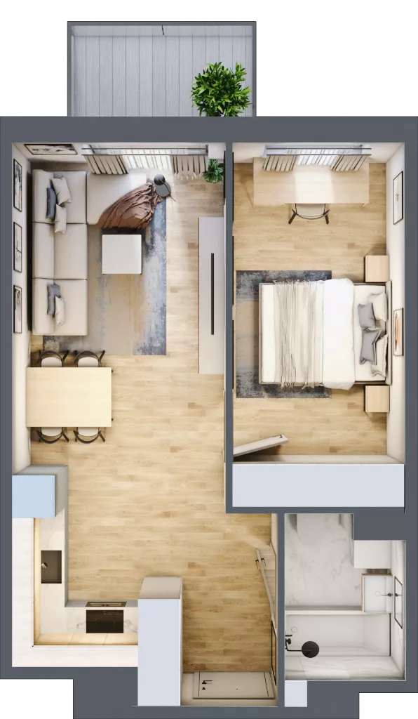 2 pokoje, mieszkanie 42,02 m², piętro 7, oferta nr B3.B704, Osiedle ArtPark, Łódź, Polesie, ul. Wołowa 4a