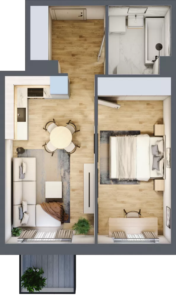 2 pokoje, mieszkanie 41,01 m², piętro 8, oferta nr B3.A801, Osiedle ArtPark, Łódź, Polesie, ul. Wołowa 4a