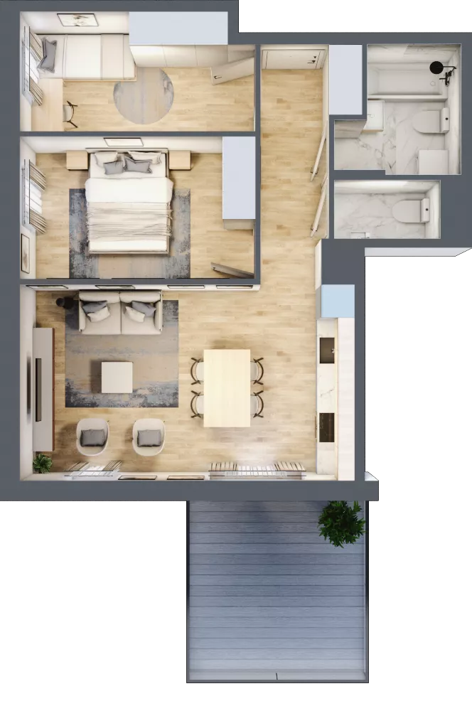 3 pokoje, mieszkanie 55,63 m², piętro 1, oferta nr B3.A103, Osiedle ArtPark, Łódź, Polesie, ul. Wołowa 4a