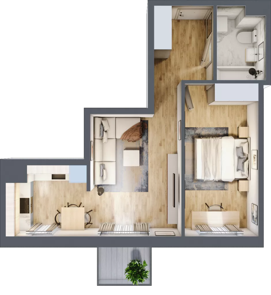 2 pokoje, mieszkanie 44,64 m², piętro 6, oferta nr B3.A608, Osiedle ArtPark, Łódź, Polesie, ul. Wołowa 4a