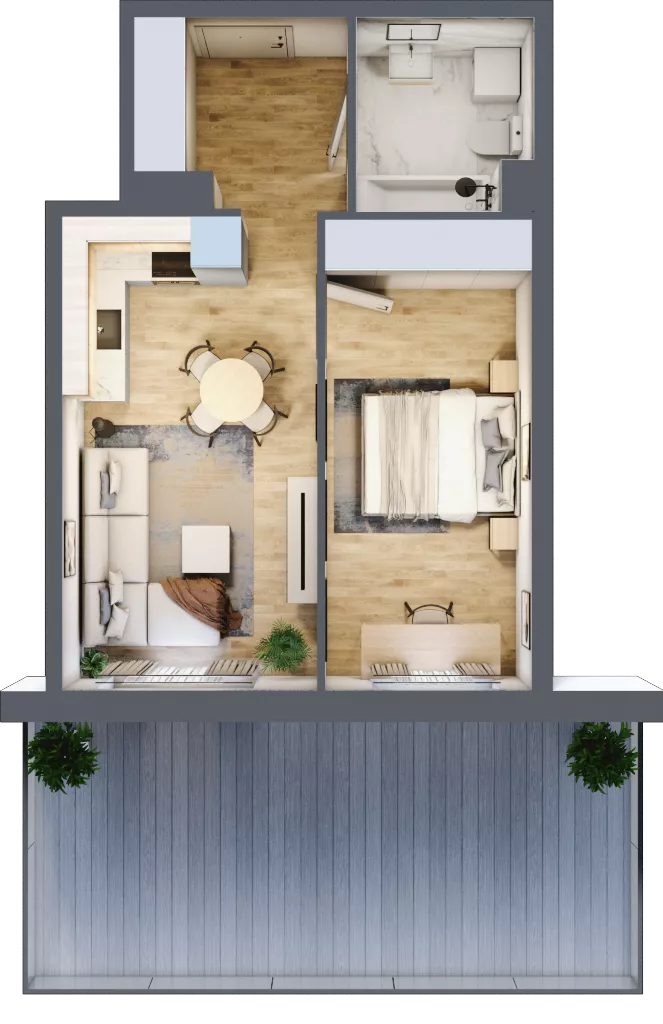2 pokoje, mieszkanie 41,01 m², piętro 1, oferta nr B3.A101, Osiedle ArtPark, Łódź, Polesie, ul. Wołowa 4a