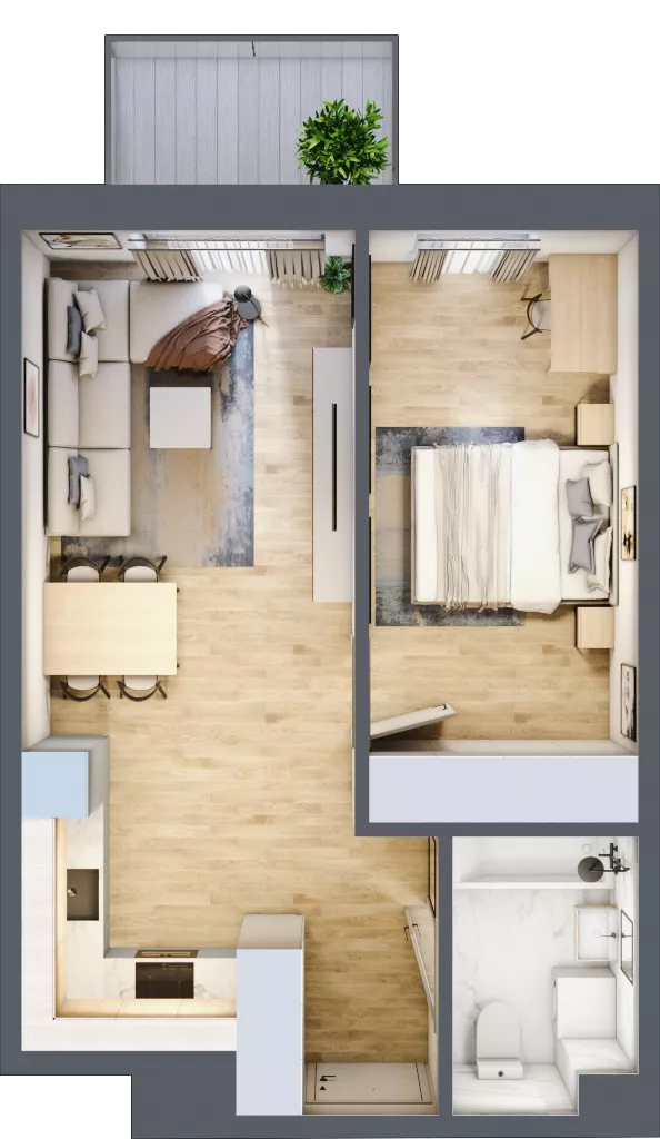 2 pokoje, mieszkanie 42,52 m², piętro 7, oferta nr B3.A707, Osiedle ArtPark, Łódź, Polesie, ul. Wołowa 4a