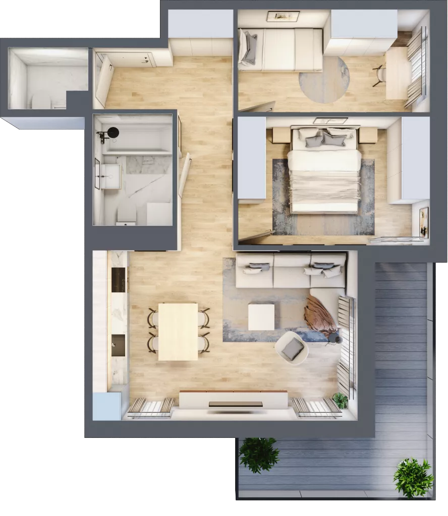 3 pokoje, mieszkanie 56,36 m², piętro 6, oferta nr B3.B607, Osiedle ArtPark, Łódź, Polesie, ul. Wołowa 4a