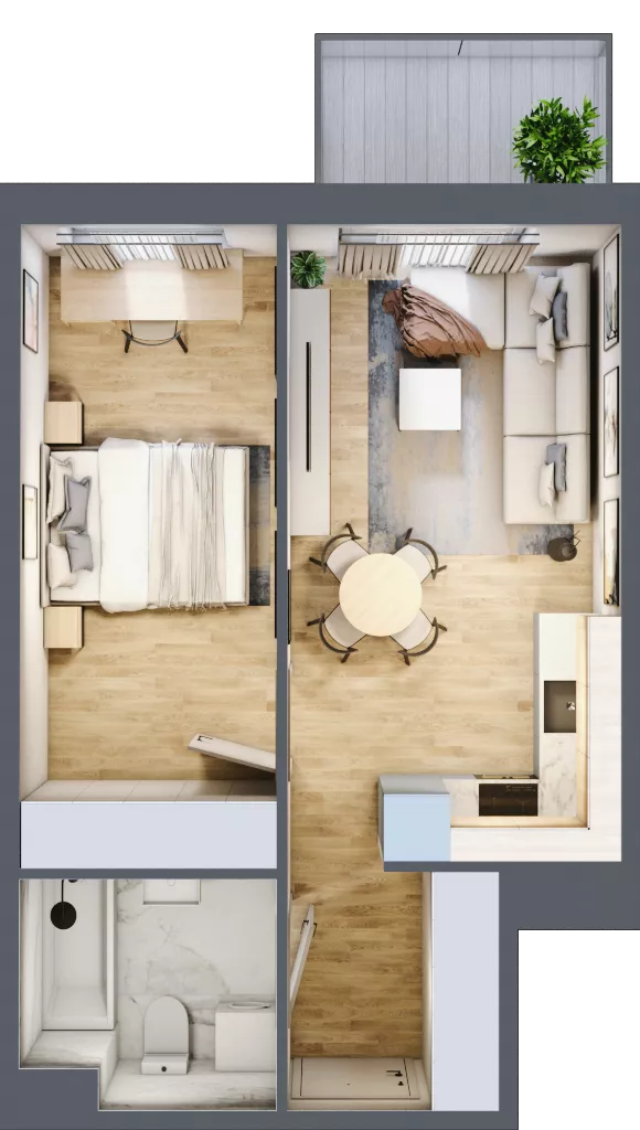 2 pokoje, mieszkanie 39,74 m², piętro 7, oferta nr B3.B705, Osiedle ArtPark, Łódź, Polesie, ul. Wołowa 4a