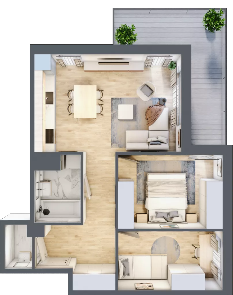 2 pokoje, mieszkanie 54,32 m², piętro 4, oferta nr B3.B406, Osiedle ArtPark, Łódź, Polesie, ul. Wołowa 4a