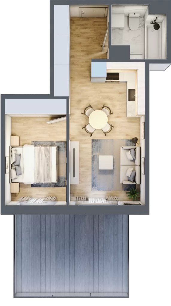 2 pokoje, mieszkanie 37,78 m², piętro 1, oferta nr B3.A102, Osiedle ArtPark, Łódź, Polesie, ul. Wołowa 4a