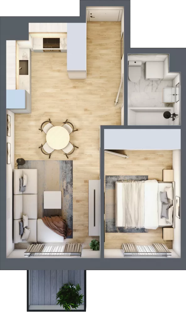 2 pokoje, mieszkanie 39,26 m², piętro 6, oferta nr B3.B608, Osiedle ArtPark, Łódź, Polesie, ul. Wołowa 4a